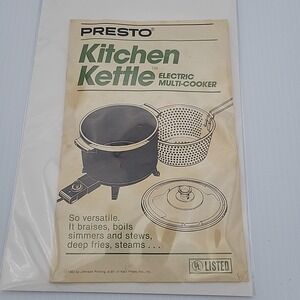 Instructions Manual Presto‎ Kitchen Kettle 6qt Multi-Cooker Replacement Part